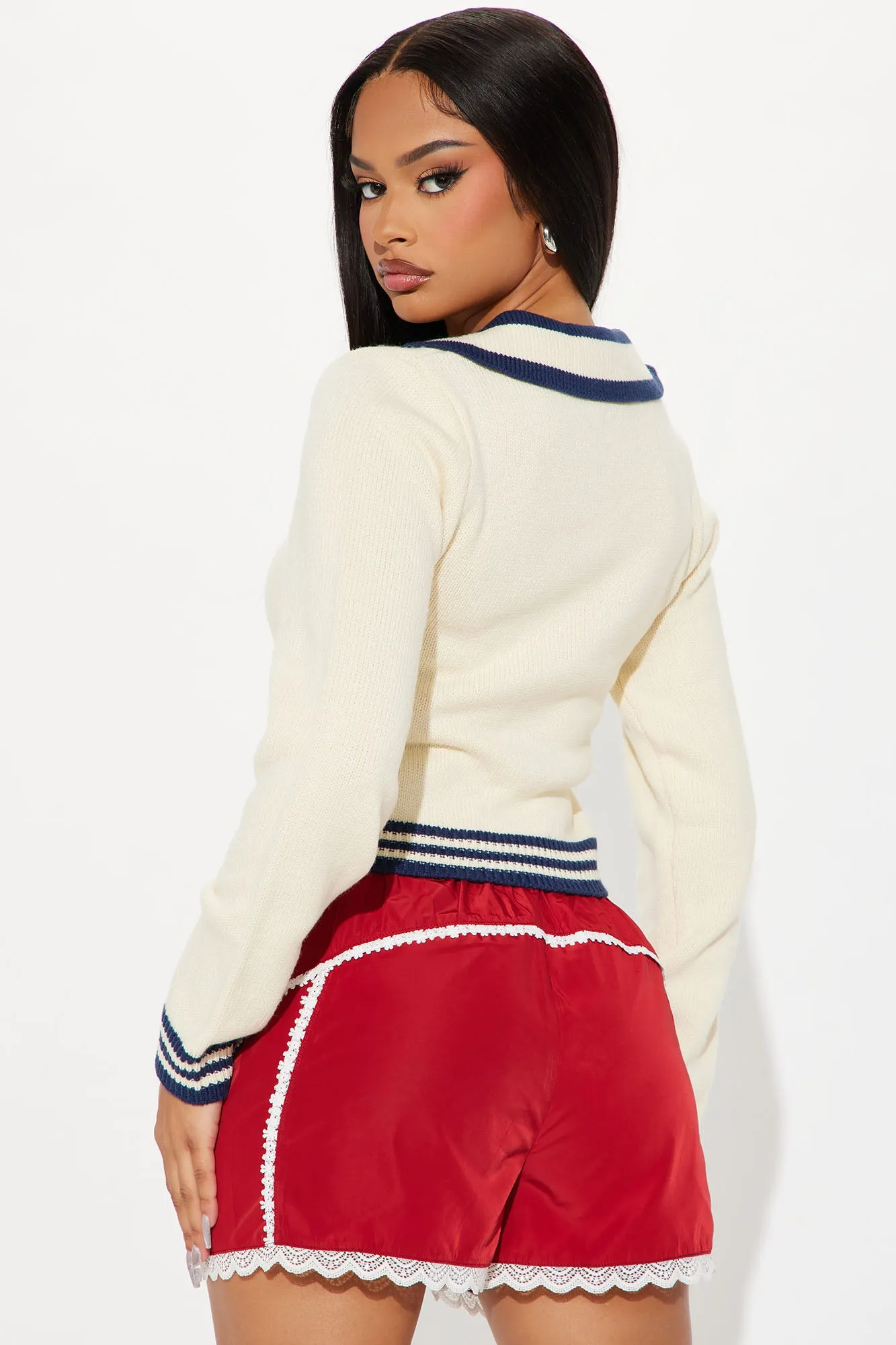 09 Varsity Polo Sweater - Ivory/combo