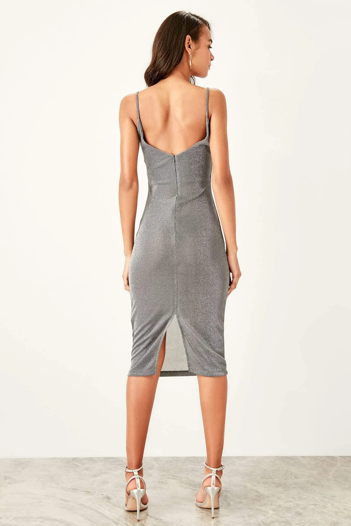 10928 Grey Shimmer Slip Dress