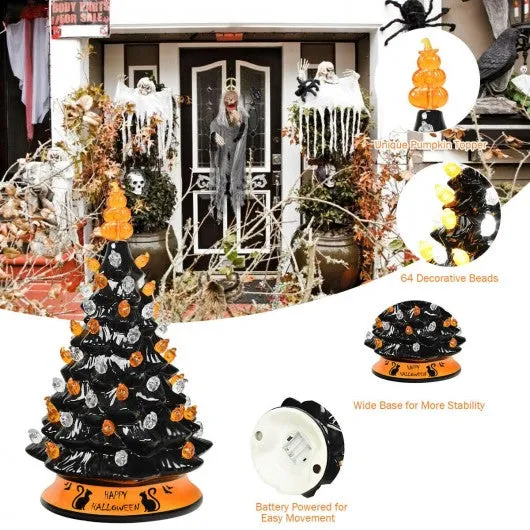 15" Pre-Lit Ceramic Hand-Painted Tabletop Halloween Tree