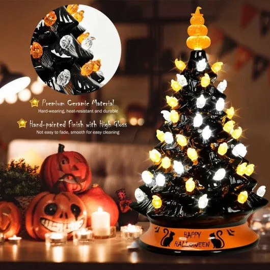 15" Pre-Lit Ceramic Hand-Painted Tabletop Halloween Tree