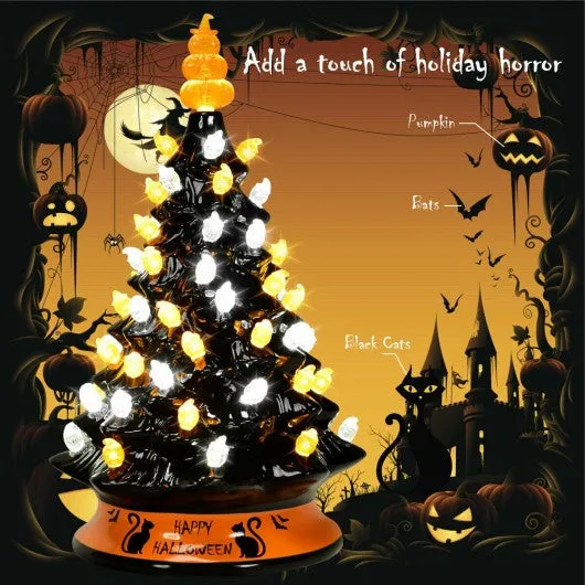 15" Pre-Lit Ceramic Hand-Painted Tabletop Halloween Tree