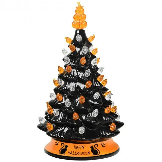 15" Pre-Lit Ceramic Hand-Painted Tabletop Halloween Tree