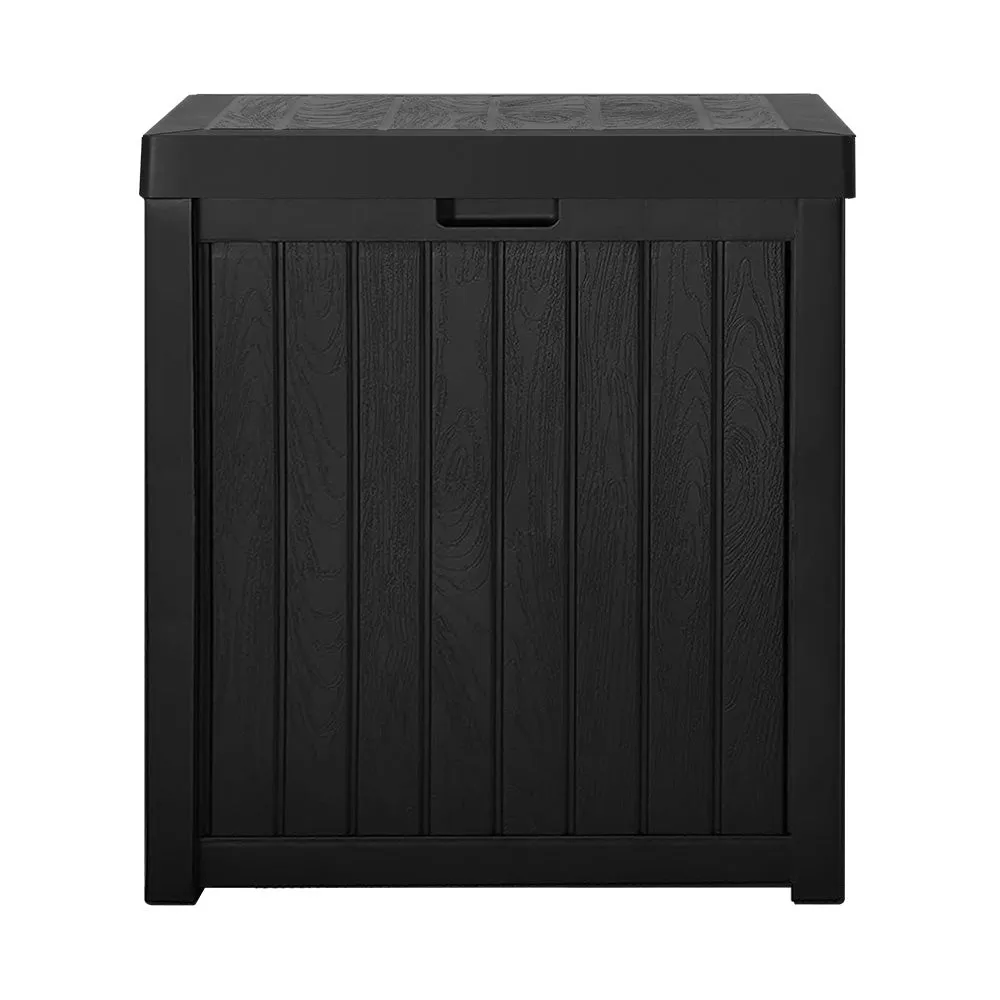 195L Outdoor Storage Box Lockable Weatherproof Garden Deck Toy Shed Black