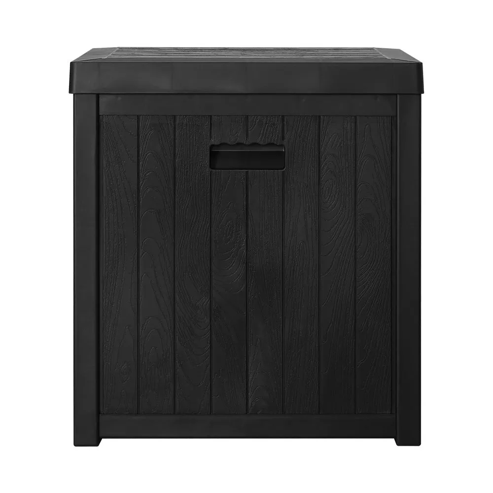 195L Outdoor Storage Box Lockable Weatherproof Garden Deck Toy Shed Black