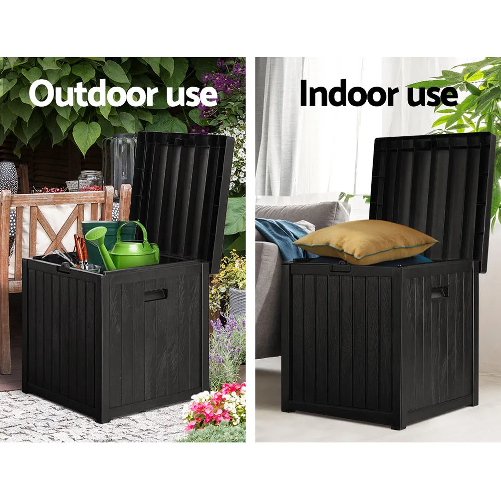 195L Outdoor Storage Box Lockable Weatherproof Garden Deck Toy Shed Black