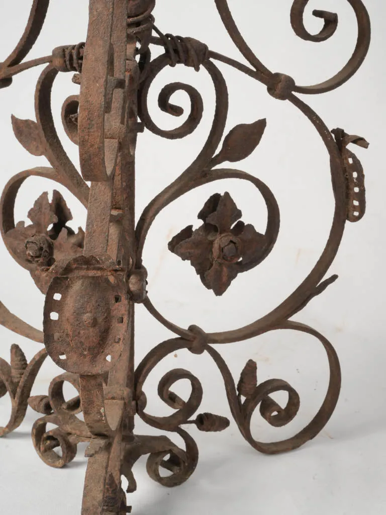 19th-Century French Wrought Iron Planter Stand with Scroll and Floral Motifs 36½" x 20¾"