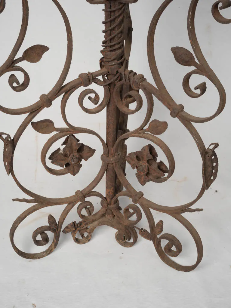 19th-Century French Wrought Iron Planter Stand with Scroll and Floral Motifs 36½" x 20¾"