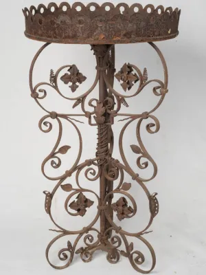 19th-Century French Wrought Iron Planter Stand with Scroll and Floral Motifs 36½" x 20¾"