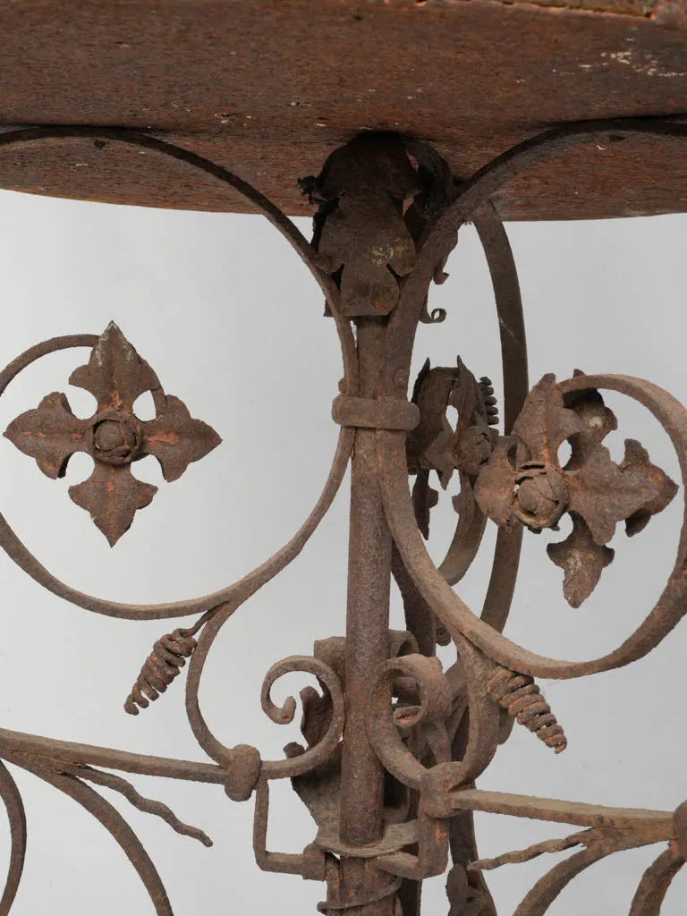 19th-Century French Wrought Iron Planter Stand with Scroll and Floral Motifs 36½" x 20¾"