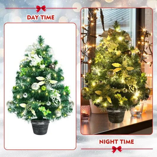 2 Feet Pre-lit Battery Operated Tabletop Artificial Christmas Tree with 40 LED Lights