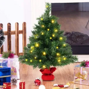 2 Feet Tabletop Fir Artifical Christmas Tree with LED Lights