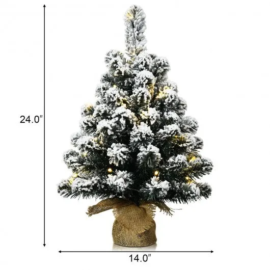 24" Pre-Lit Snow Flocked Tabletop LED Light Christmas Tree