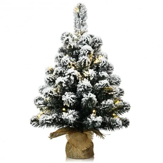 24" Pre-Lit Snow Flocked Tabletop LED Light Christmas Tree