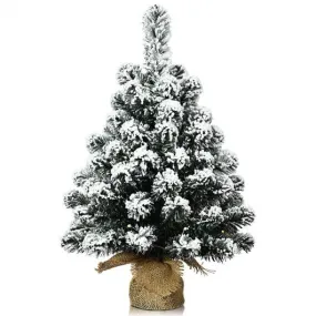 24" Pre-Lit Snow Flocked Tabletop LED Light Christmas Tree