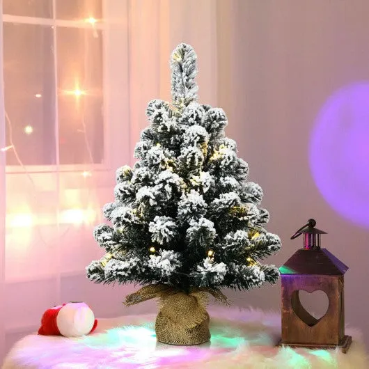 24" Pre-Lit Snow Flocked Tabletop LED Light Christmas Tree