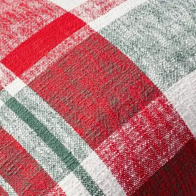 24"x24" Festive Plaid Square Christmas Throw Pillow Red/Green/Cream - Hearth & Hand with Magnolia