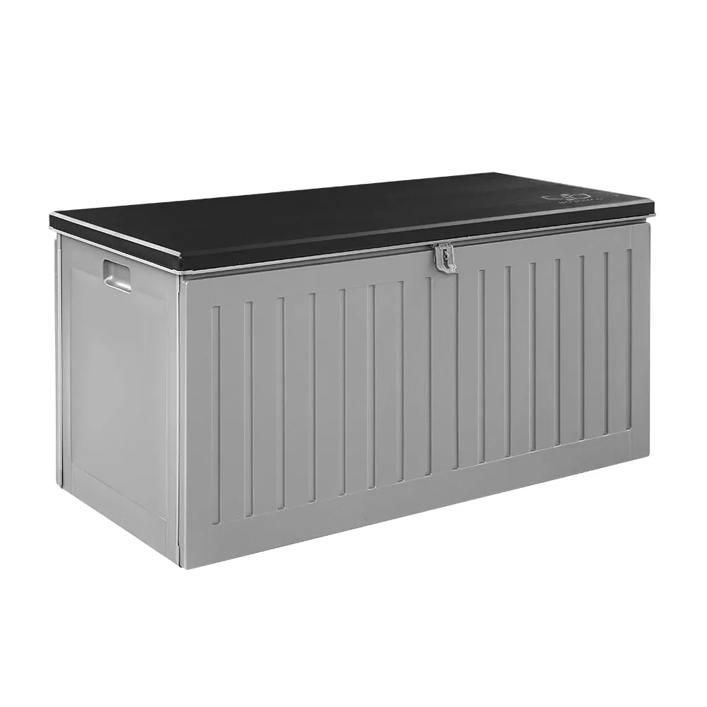 270L Outdoor Storage Box Bench Seat Toy Tool Shed Chest Dark Grey