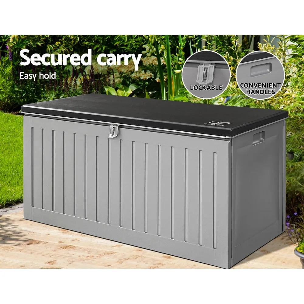 270L Outdoor Storage Box Bench Seat Toy Tool Shed Chest Dark Grey