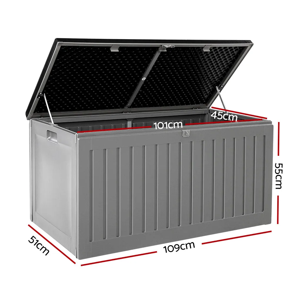 270L Outdoor Storage Box Bench Seat Toy Tool Shed Chest Dark Grey