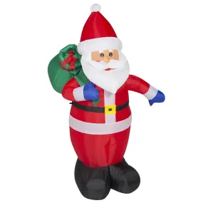 4ft Pre-Lit Inflatable Santa Claus Holiday Decor w/ Blower, Lights - Red