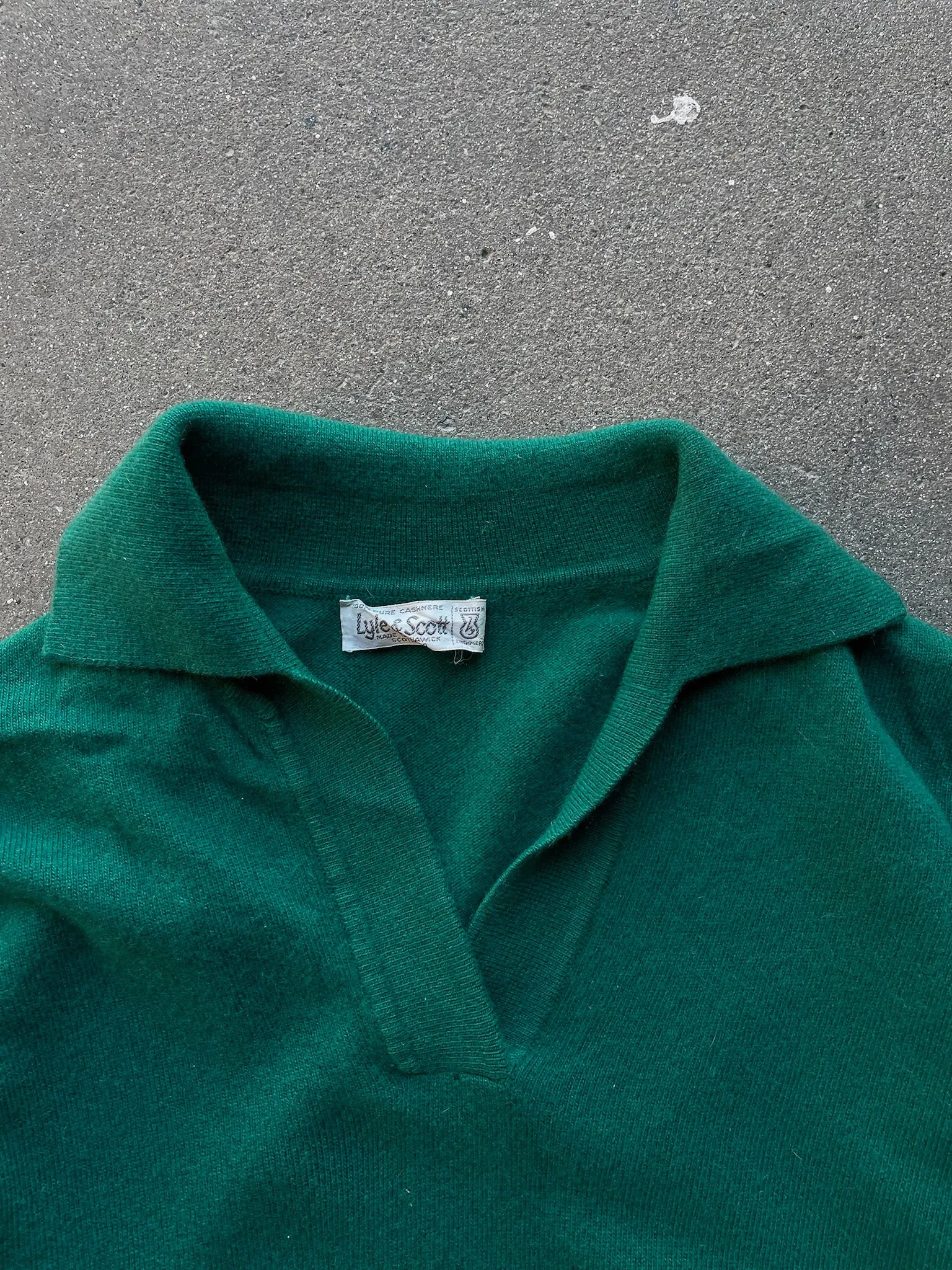 60's Lyle & Scott Cashmere Polo Sweater—[M]