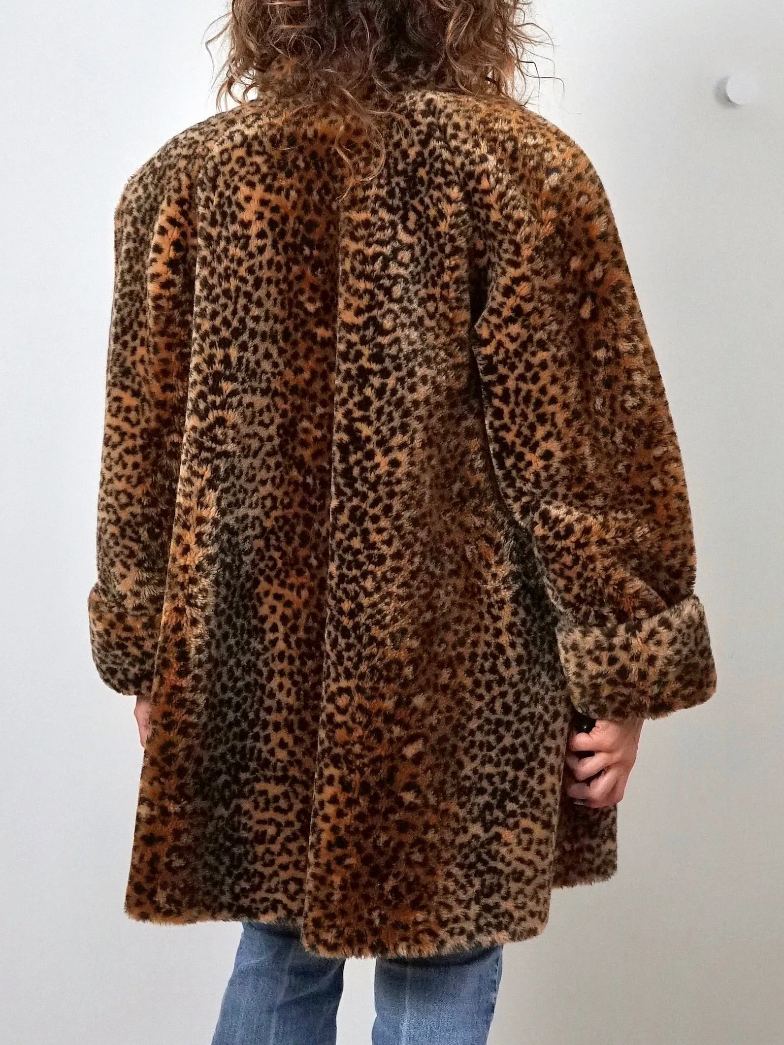 80's Leopard Faux Fur Swing Coat