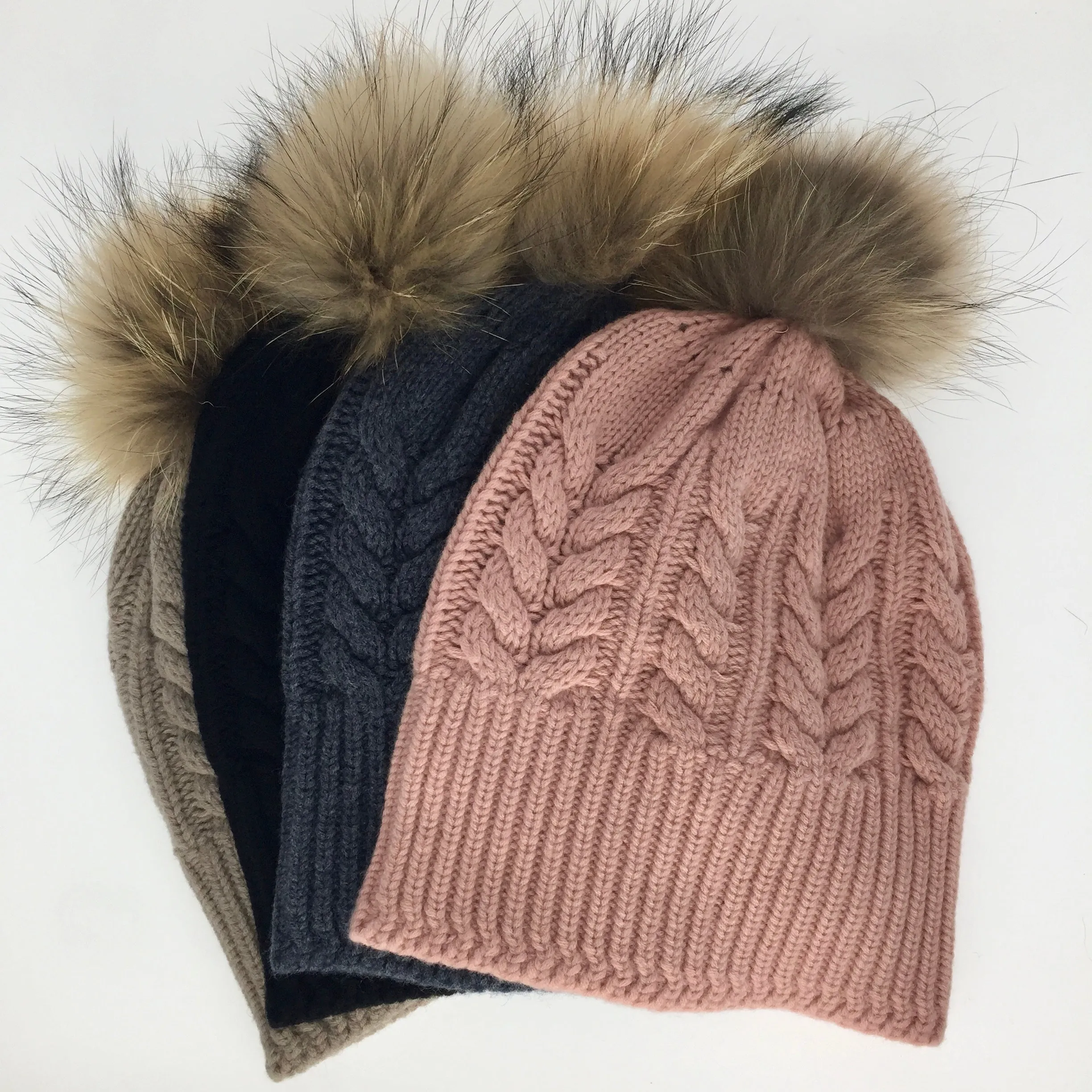 Absolutely. I'M in!  100% Pure Merino Wool Jumbo Cable Beanie with detachable Raccoon Fur Pom Pom, Crumble