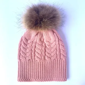 Absolutely. I'M in!  100% Pure Merino Wool Jumbo Cable Beanie with detachable Raccoon Fur Pom Pom, Crumble