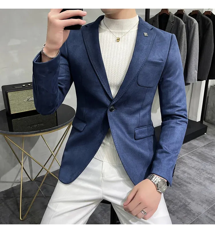 Aidase Fashion England Style Autumn Winter Thick Men's Velvet Suit Jacket / Male High Quality New Plus Size Blazers Coat