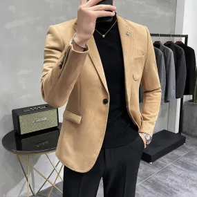 Aidase Fashion England Style Autumn Winter Thick Men's Velvet Suit Jacket / Male High Quality New Plus Size Blazers Coat