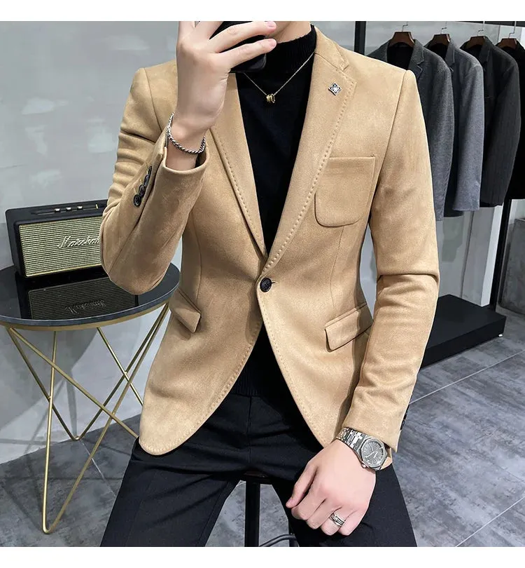 Aidase Fashion England Style Autumn Winter Thick Men's Velvet Suit Jacket / Male High Quality New Plus Size Blazers Coat