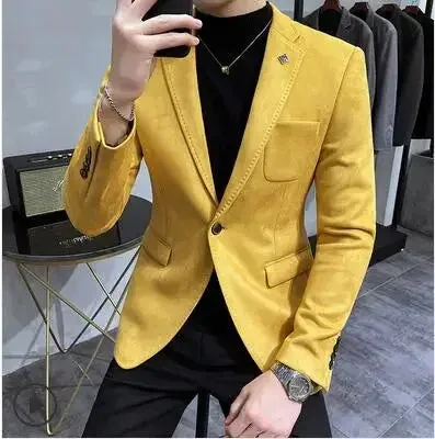 Aidase Fashion England Style Autumn Winter Thick Men's Velvet Suit Jacket / Male High Quality New Plus Size Blazers Coat