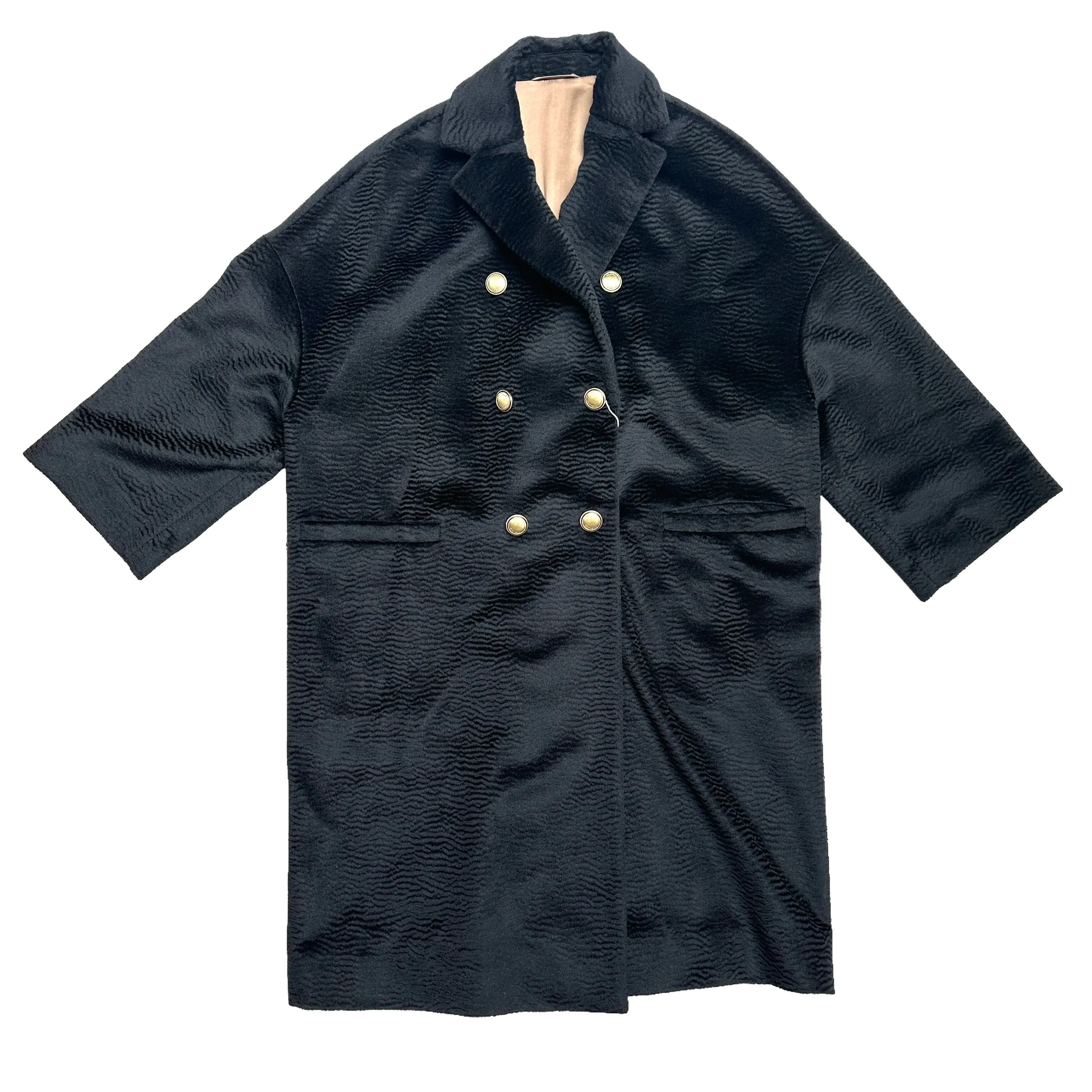 Alpaca Black Oversized Coat - L