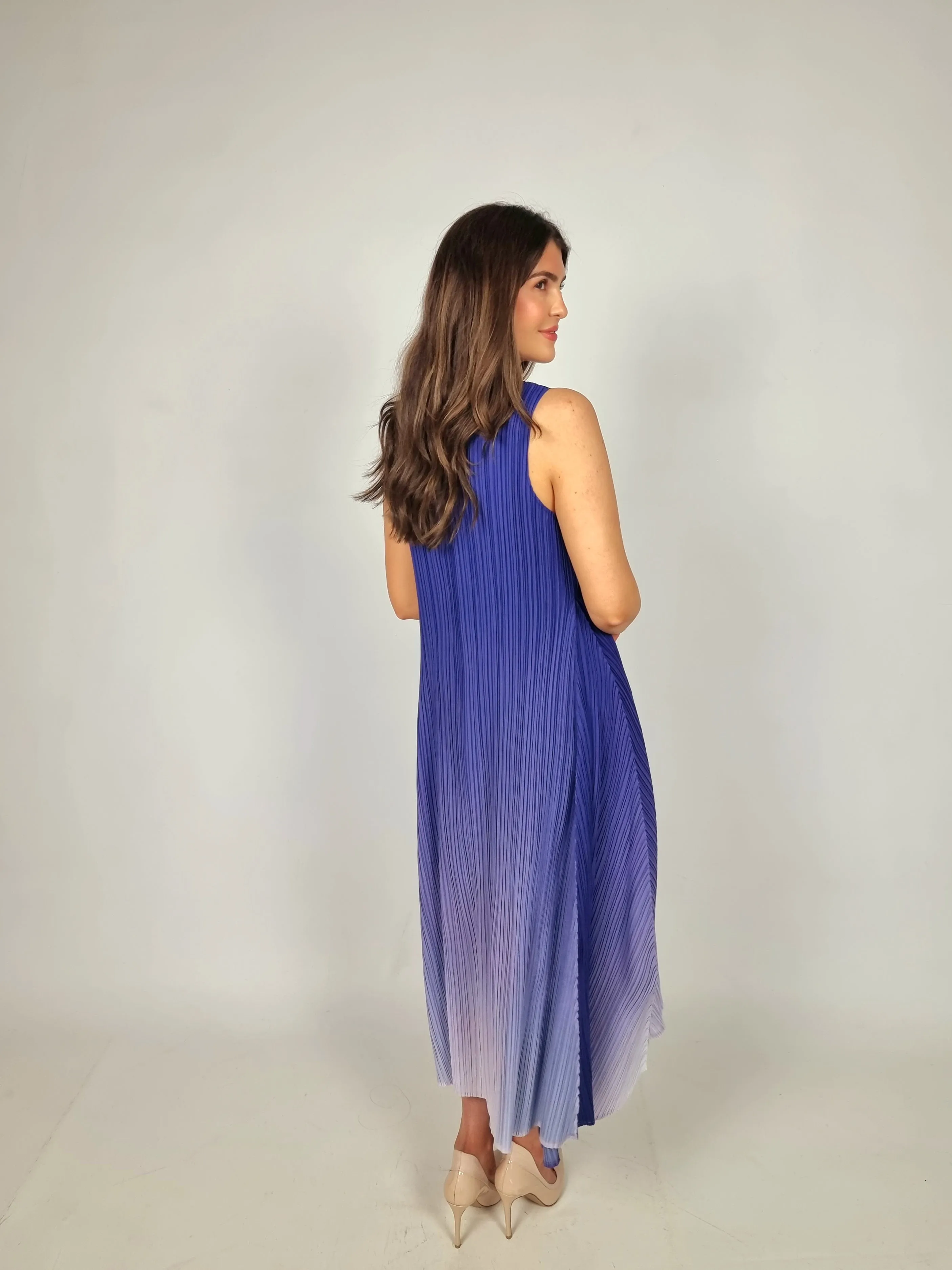 Alquema Long Estrella Dress And Collare Coat - Sodalite Ombre