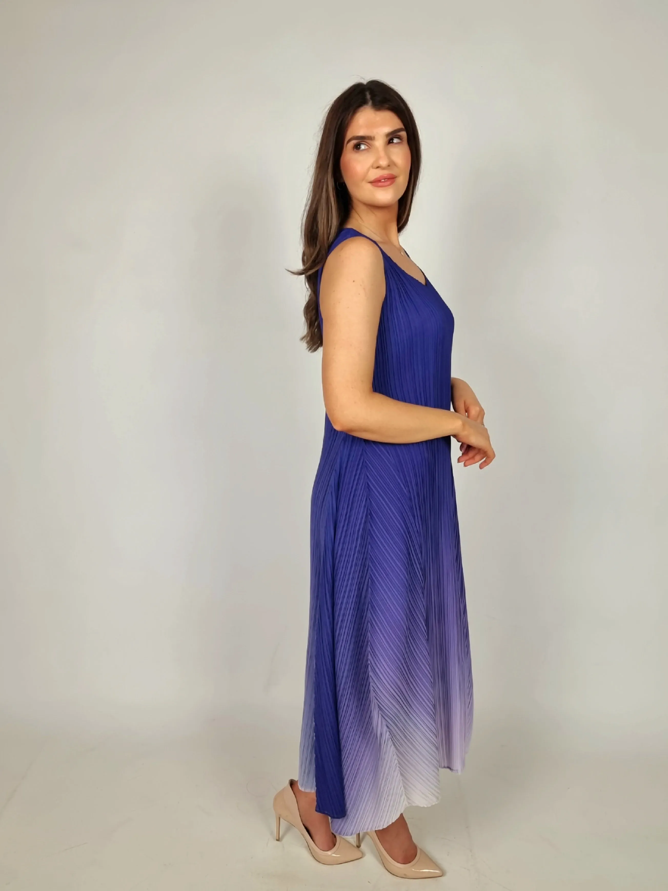 Alquema Long Estrella Dress And Collare Coat - Sodalite Ombre