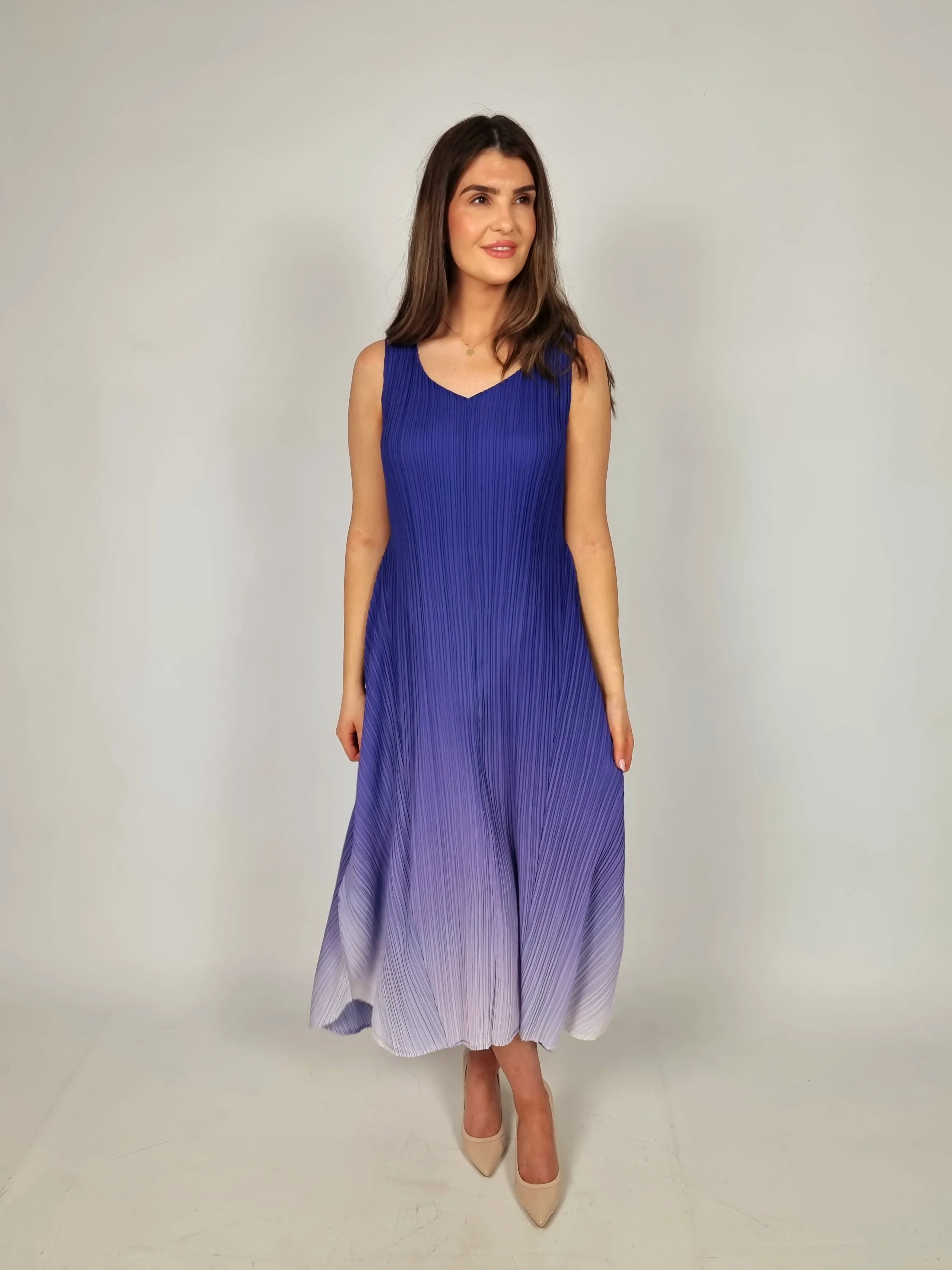 Alquema Long Estrella Dress And Collare Coat - Sodalite Ombre