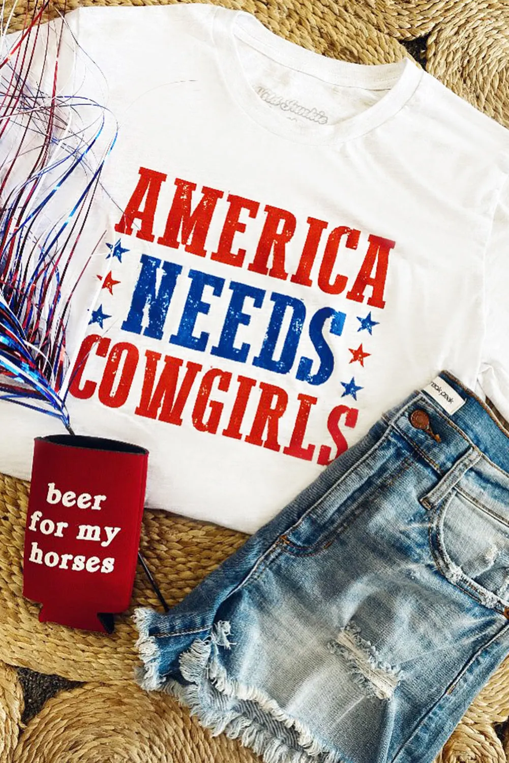 America Needs Cowgirls Graphic Tee in White Shift Style