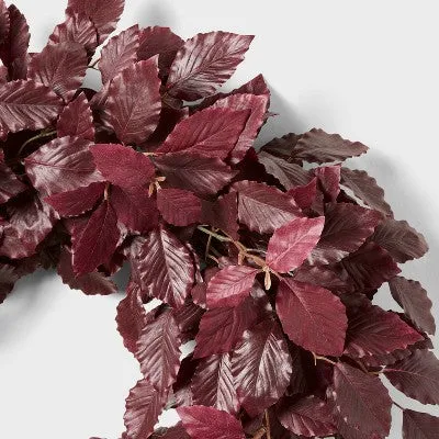 Artificial Leaf Wreath Arrangement Burgundy - Threshold designed with Studio McGee