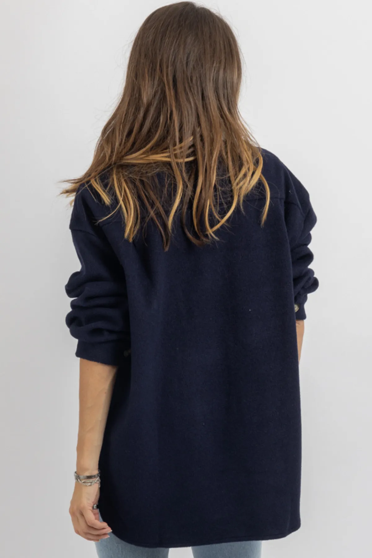 AVERIE INDIGO SHEARLING JACKET