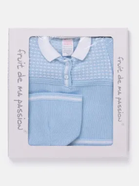 Baby Boy Elegant 3-piece Knit Gift Box Set - Baby Blue