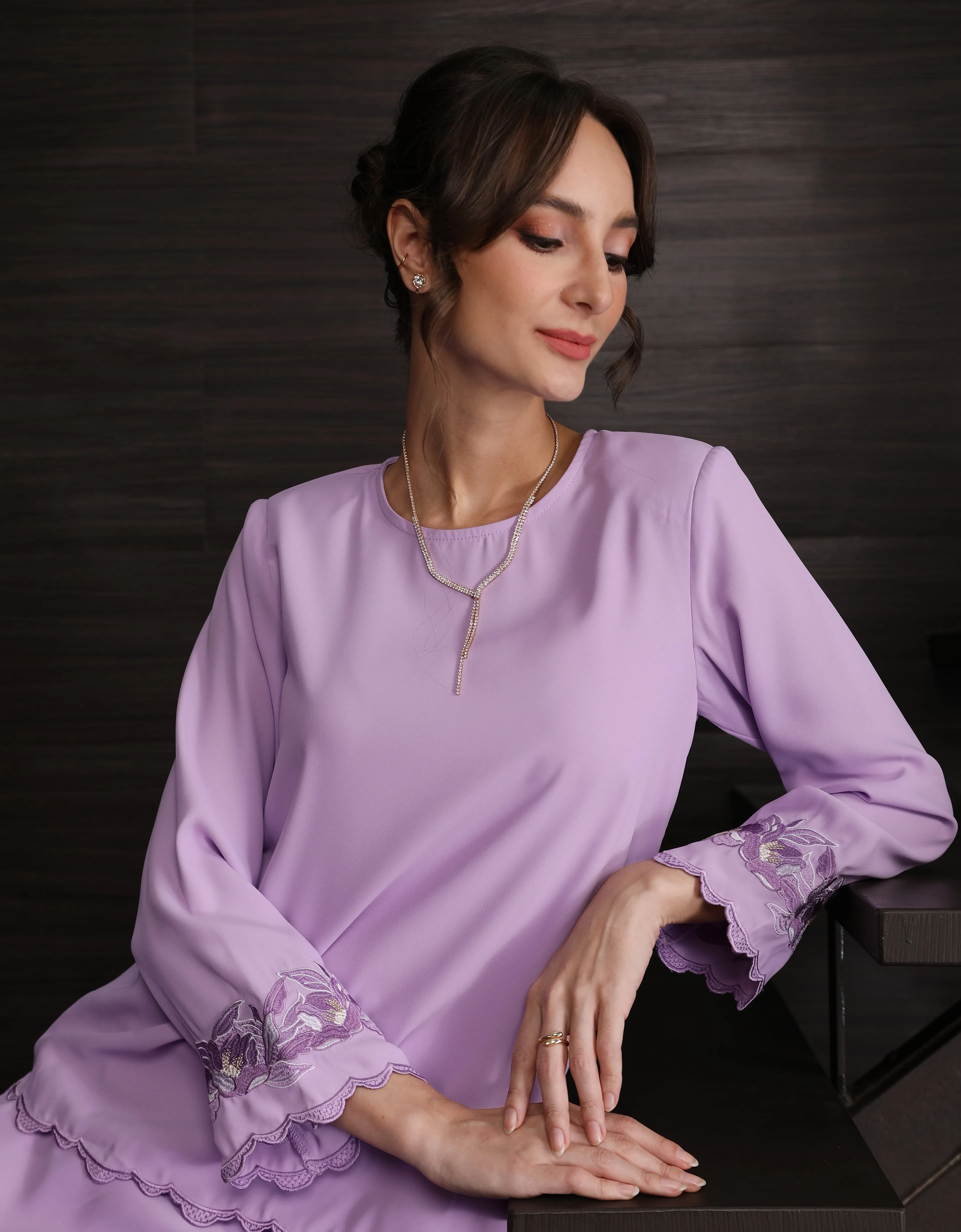 BAJU KURUNG KEDAH DANIELA (LILAC)