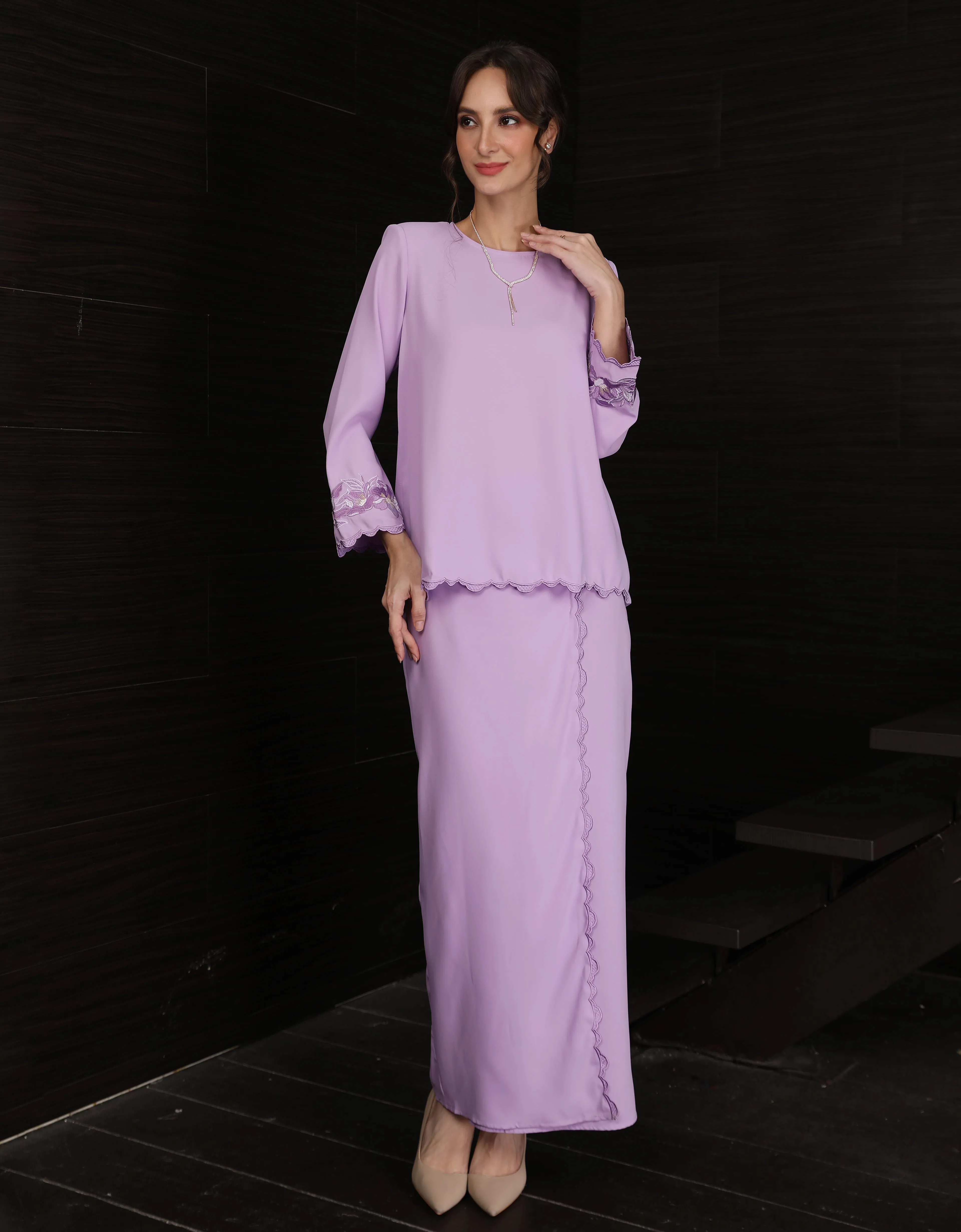 BAJU KURUNG KEDAH DANIELA (LILAC)