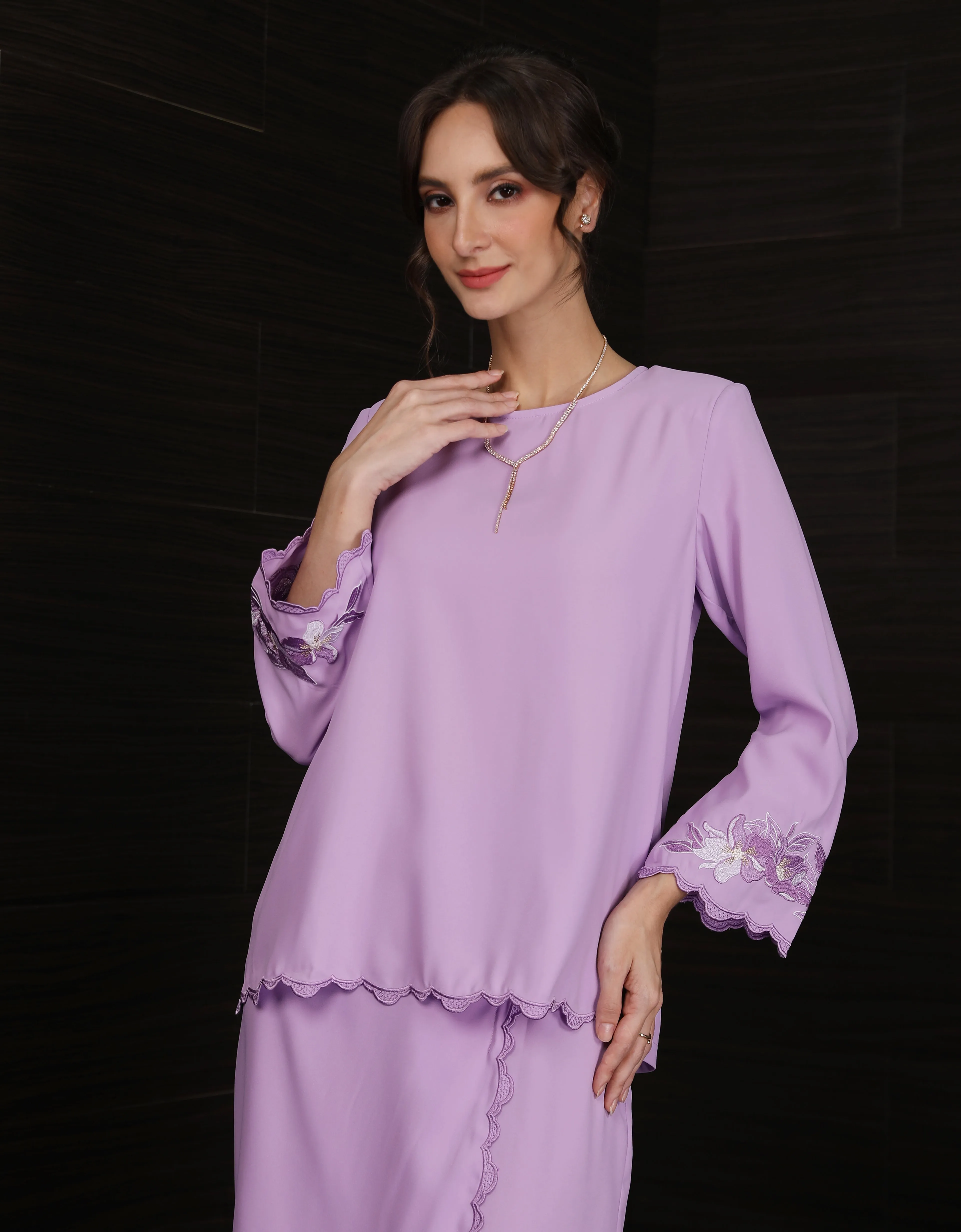 BAJU KURUNG KEDAH DANIELA (LILAC)