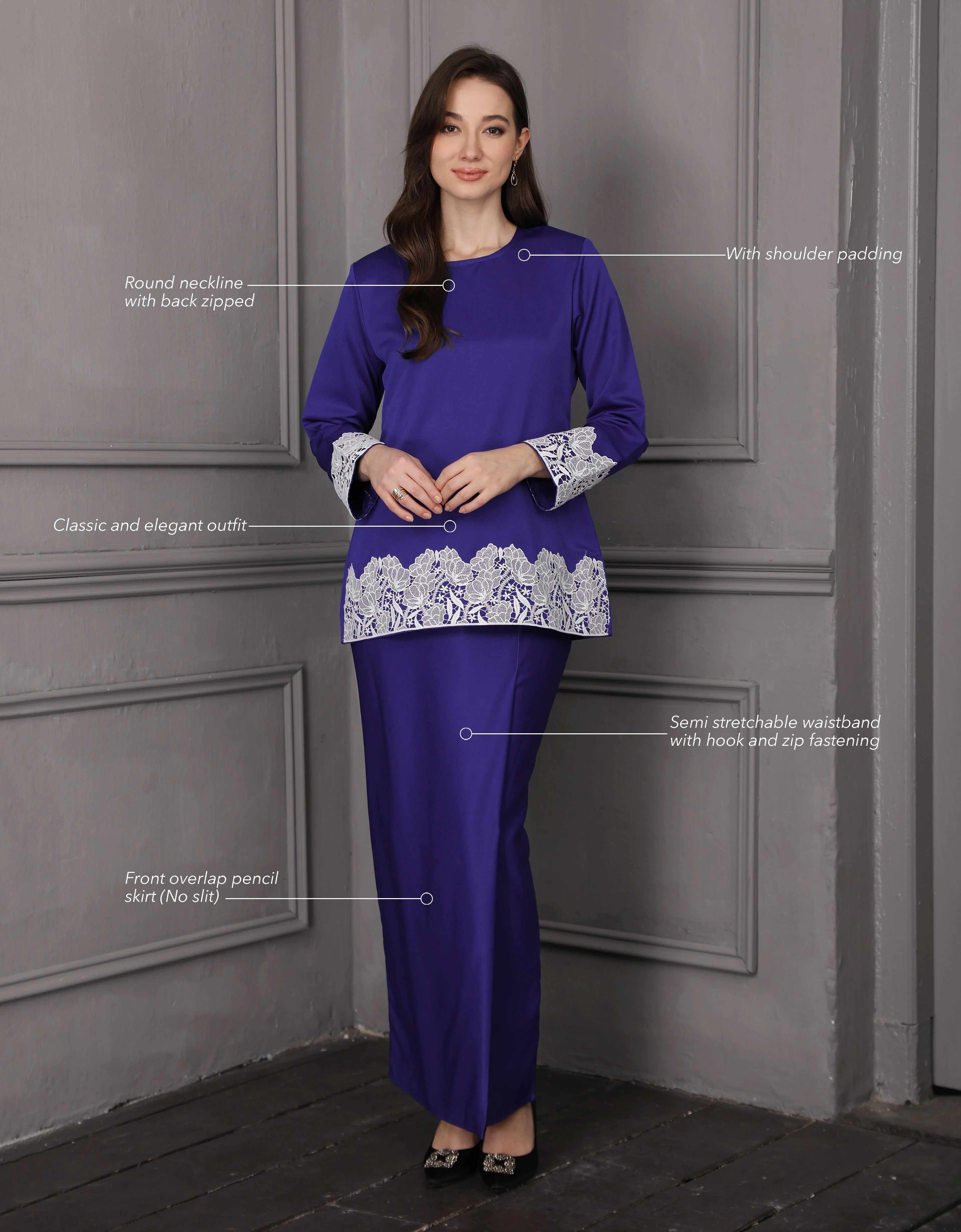 BAJU KURUNG KEDAH JULYA (ROYAL BLUE)