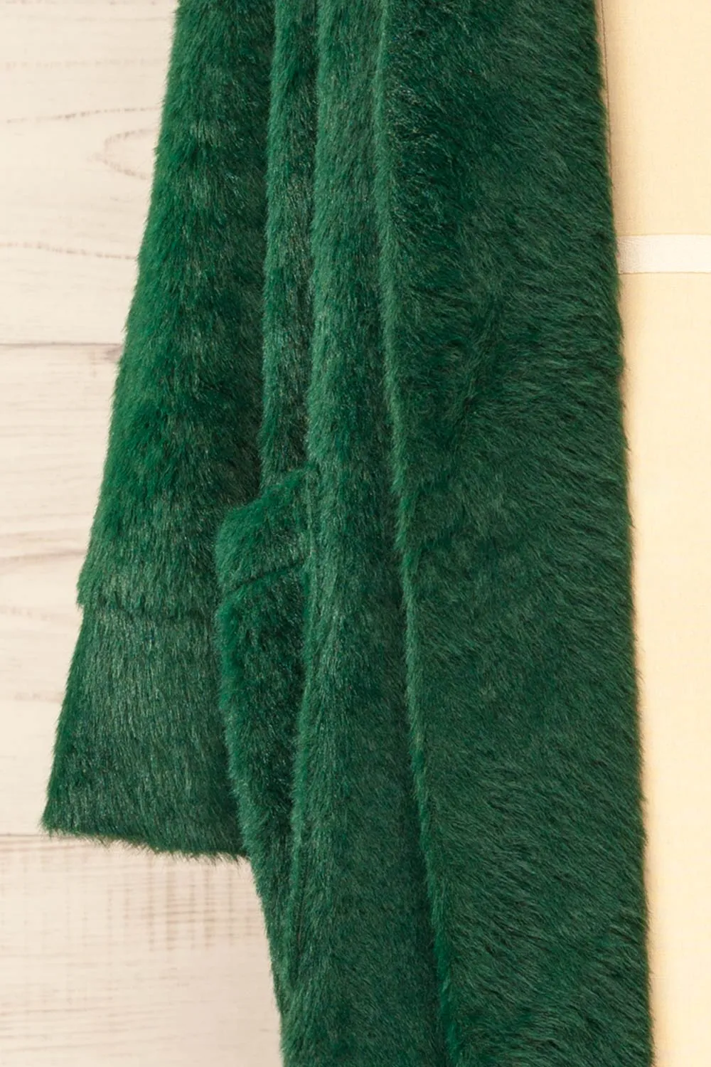 Bartin Green | Open-Front Faux Fur Coat