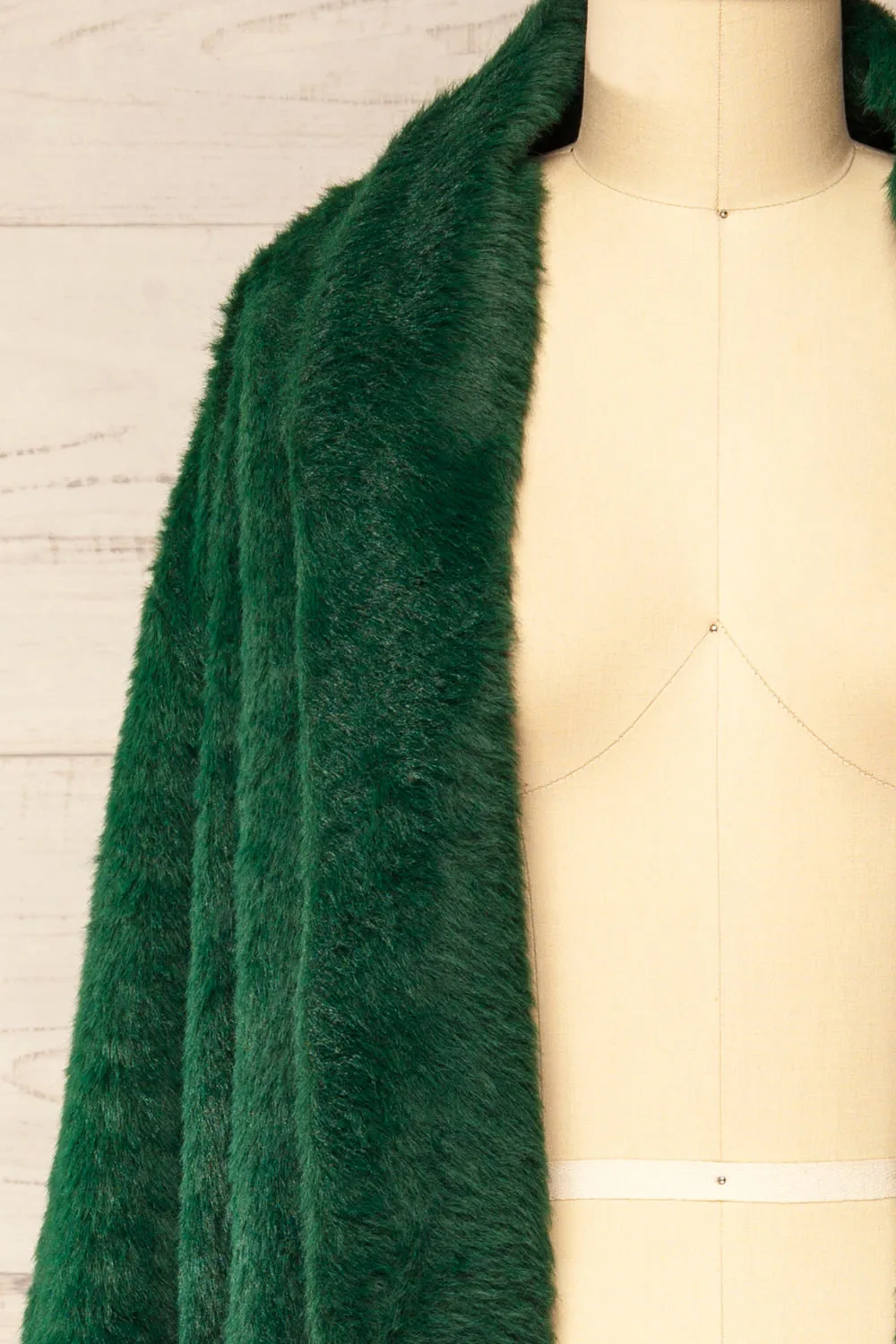 Bartin Green | Open-Front Faux Fur Coat