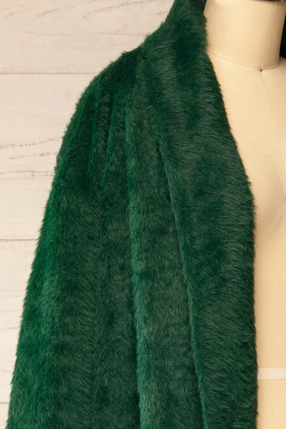 Bartin Green | Open-Front Faux Fur Coat