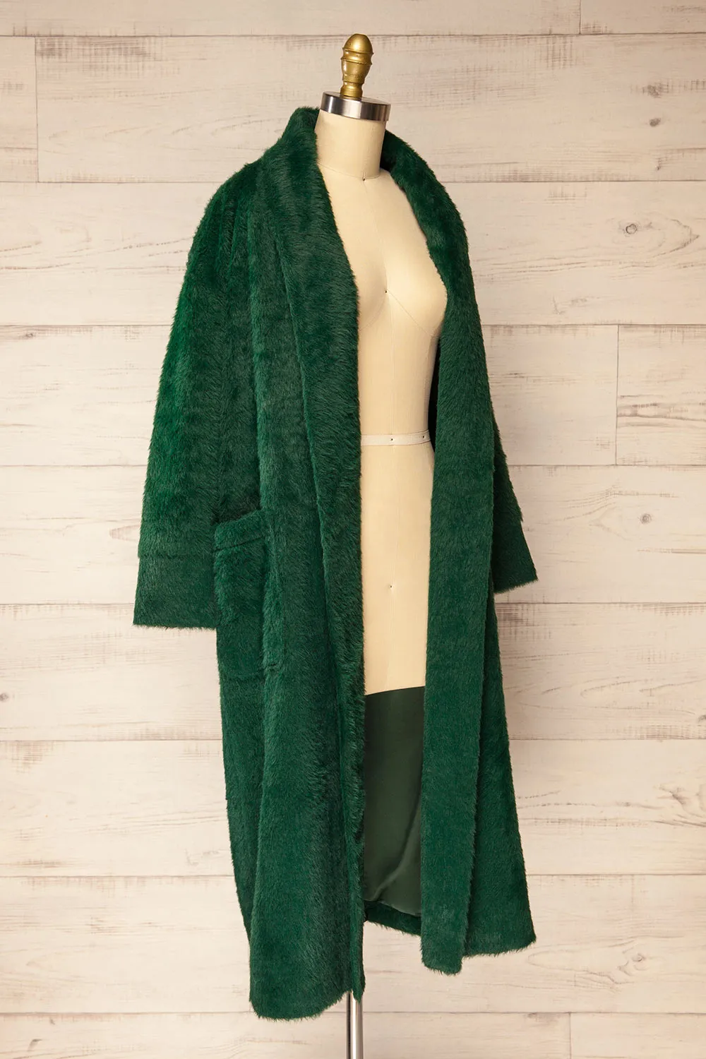 Bartin Green | Open-Front Faux Fur Coat