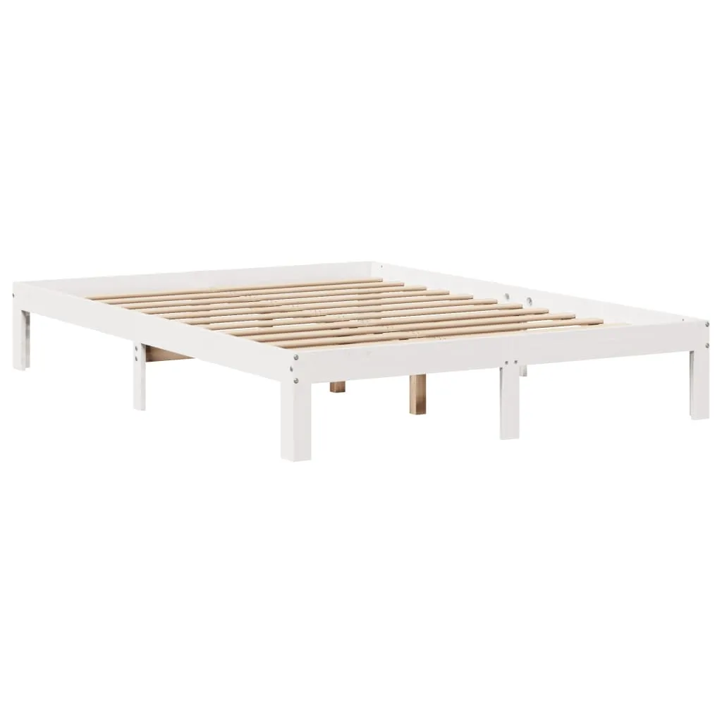 Bed Frame with Drawers White 140x200 cm Solid Wood Pine