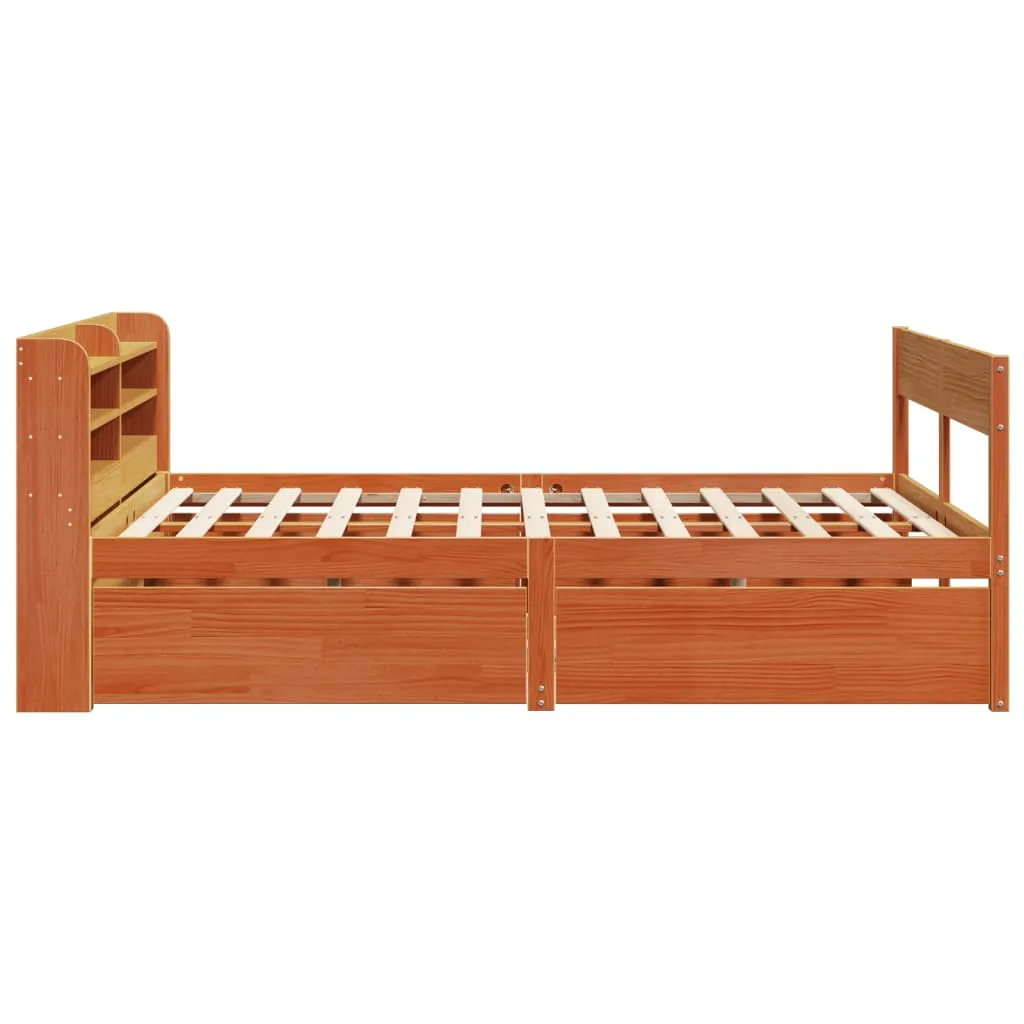 Bed Frame without Mattress Wax Brown 120x190 cm Small Double Solid Wood Pine